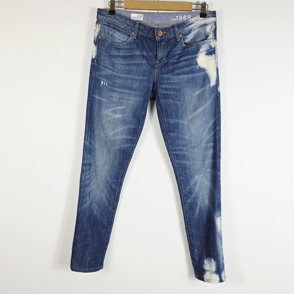 GAP Always Skinny Blue Bleached Acid Denim Jeans Women's Size 29/8